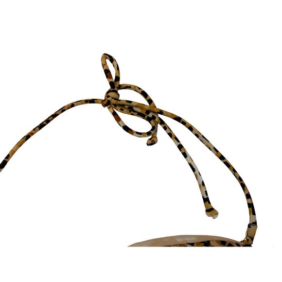 Victoria's Victoria Secret Bikini Top Cheetah Fringe Halter Tie Size Small S EUC - Picture 4 of 6